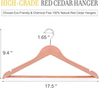 TOPIA HANGER American Red Cedar Wooden Hangers 30 Pack, Clothes Hangers for Closet, Wood Suit Hangers with Smooth Cut Notches, 360°Flexible Hook, Non-Slip Pants Bar(Natural)-CT07C30