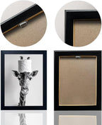 Funny Bathroom Wall Decor, Giraffe with a Toilet Paper Roll on Head Art Decor, Black and White Bathroom Pictures Wall Decor, Framed Humor Animal Canvas Print Artwork