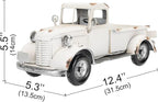 SOFFEE DESIGN 12in Collectible-Vehicles Classic Truck, Pick-up Model Iron Decorations, Collectible Figurine Desktop Car Wine Holder for Home Decor, White