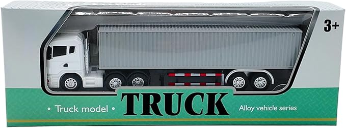 Container Truck Die Cast Metal Vehicle Model 20.5CM Miniature Collectible Ornament Home Office Decors Gift Detailed Miniature Truck Model