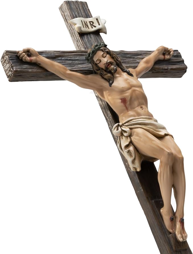 Kreative&Kind Catholic Crucifix Wall Cross, 10 Inch Jesus Cross for Wall, Hanging Realistic Crucifix Catholic Cross, Crucifijos Catolicos, Cristos Catolicos Home Décor, Religious Wall Art for Altar, Religious Gift