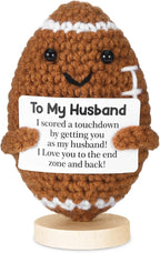 Birthday Gifts for Husband from Wife, Handmade Crochet Football Doll Gifts for Husband,Cool Wedding Anniversary Present for Him, Cute Emotional Present for Husband