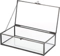 Hipiwe Glass Keepsakes Display Box with Lid - Decorative Black Glass Box Clear Rectangle Storage for Trinket Perfume Cards Gift