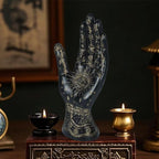 Palmistry Hand Resin Statue Telling Palm Reading, Ancient Mystical Palm with Lines and Symbols Sculpture for Palm Readers（Black）