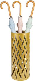 Umbrella Holder, Metal Umbrella Stand for Entryway, Umbrella Storage Rack with 4 Hooks Decor, Home, Office,5.8 × 5.8 × 16.4 (Gold)