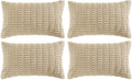 Fancy Homi 4 Packs Decorative Throw Pillow Covers for Living Room Couch Bed, Modern Farmhouse Boho Home Décor Accent Cushion Case, 24" x 12", Tan