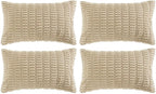 Fancy Homi 4 Packs Decorative Throw Pillow Covers for Living Room Couch Bed, Modern Farmhouse Boho Home Décor Accent Cushion Case, 24" x 12", Tan