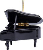 3.15" Wooden String Miniature Grand Piano Hanging Ornament Mini Musical Instrument Replica Music Birthday Gifts Holiday Tree Home Decoration Display Ornament Model (Black, 3.15" Piano)