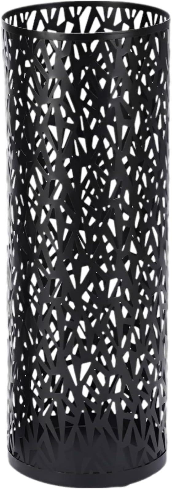 Black Metal Floral Umbrella Stand, 16.5 in Tall Lightweight Umbrella Holder, Cutout Design, Versatile Entryway Storage, Home & Office