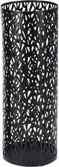Black Metal Floral Umbrella Stand, 16.5 in Tall Lightweight Umbrella Holder, Cutout Design, Versatile Entryway Storage, Home & Office