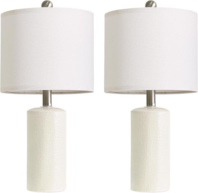 G-SAFAVA 20.5" Small Table Lamps for Living Room Lamp Set of 2 Ceramic Lamps for Bedroom Bedside Lamps Modern Boho Lamps for Night Stands Farmhouse Nightstand Lamp Side End Table Lamp, White