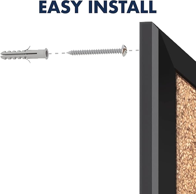 Quartet Cork Bulletin Board 24"W x 18"H Pin Board, Black Aluminum Frame (2301B)