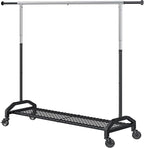 Heavy Duty Clothes Rack for Hanging Clothes Extendable Rolling Clothing Rack for Hanging Clothes 350lbs Chrome 51 to 71" W x 16.53" D x 65" to 71" H 3" Industrial Wheels