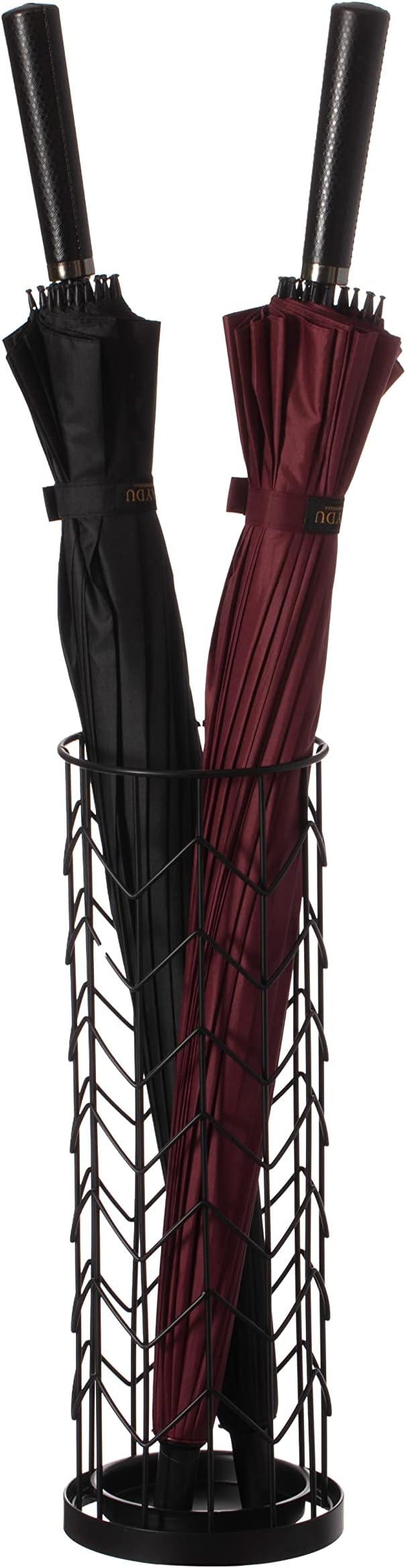 Vintiquewise Black Umbrella Holder for Entryway, Indoor & Outdoor Umbrella Stand with Drip Tray, Cane Stand, Umbrella Basket, Horizontal Round Design