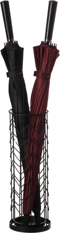 Vintiquewise Black Umbrella Holder for Entryway, Indoor & Outdoor Umbrella Stand with Drip Tray, Cane Stand, Umbrella Basket, Horizontal Round Design