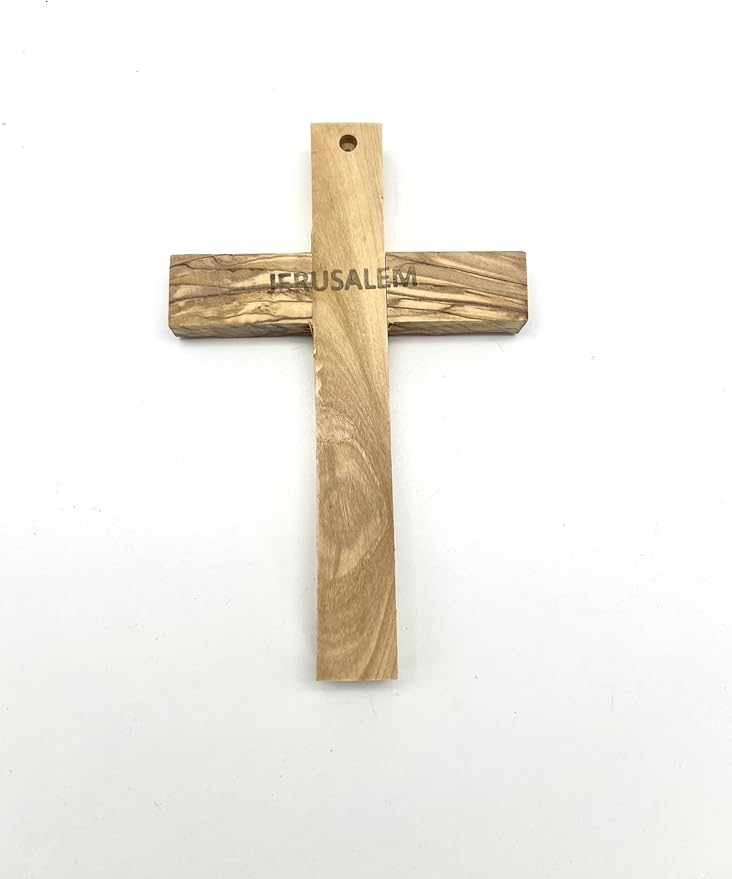 Olive Wood Wall Cross from Bethlehem, Wall Hanging Wooden Cross, confirmation cross gift, Baptism Gifts, Holy Wall cross, Hand Made religious décor Cross From the Holy Land (Medium Cross 6.2" x 4.2")