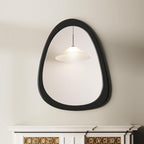 28"x 22" Irregular Wall Mirror, Black Frame Wood Asymmetrical Decorative Wall Mirror for Living Room Bedroom Entryway Bathroom Home Decor