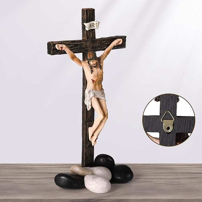TALPGOD Crucifix Wall Cross,Jesus Cross Home Décor,Jesus Statue Catholic Hanging Crosses for Wall Art,Religious Wall Crucifix Decor,Crucifijos Catolicos Crosses Wall Decor 10 Inch