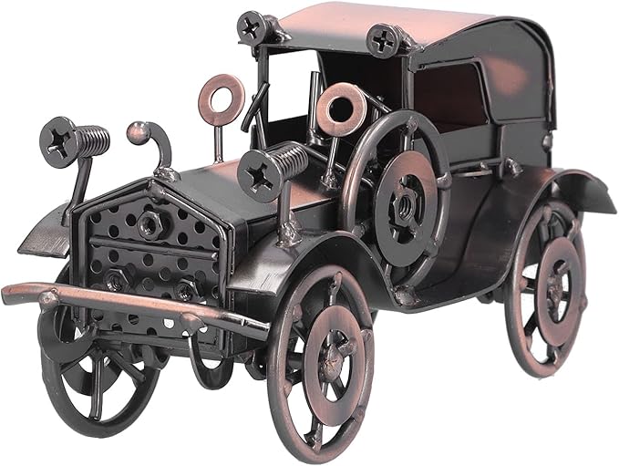 Vintage Car Model Metal Bronze Classic Exquisite Home Decorative Handicraft Ornament, Antique Car Decor for Living Room, Office, Shelf Display and Gift