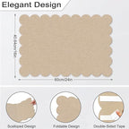 Foldable Decorative Scalloped Felt Bulletin Board 24 * 16 Inches for Wall, Alternative Photo Board Self-Adhesive Vision Board Decorative Pin Board, Dark Camel