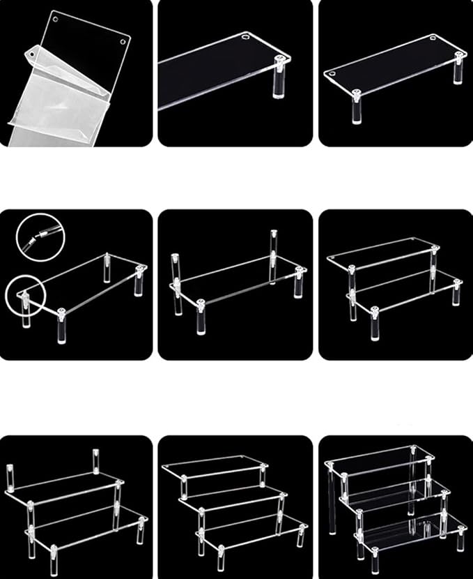 Acrylic Display Risers,Clear Risers Perfume Organizer Stand, 3 Tiered Cupcake Shelf Stand Holder,9 Inch,DIY