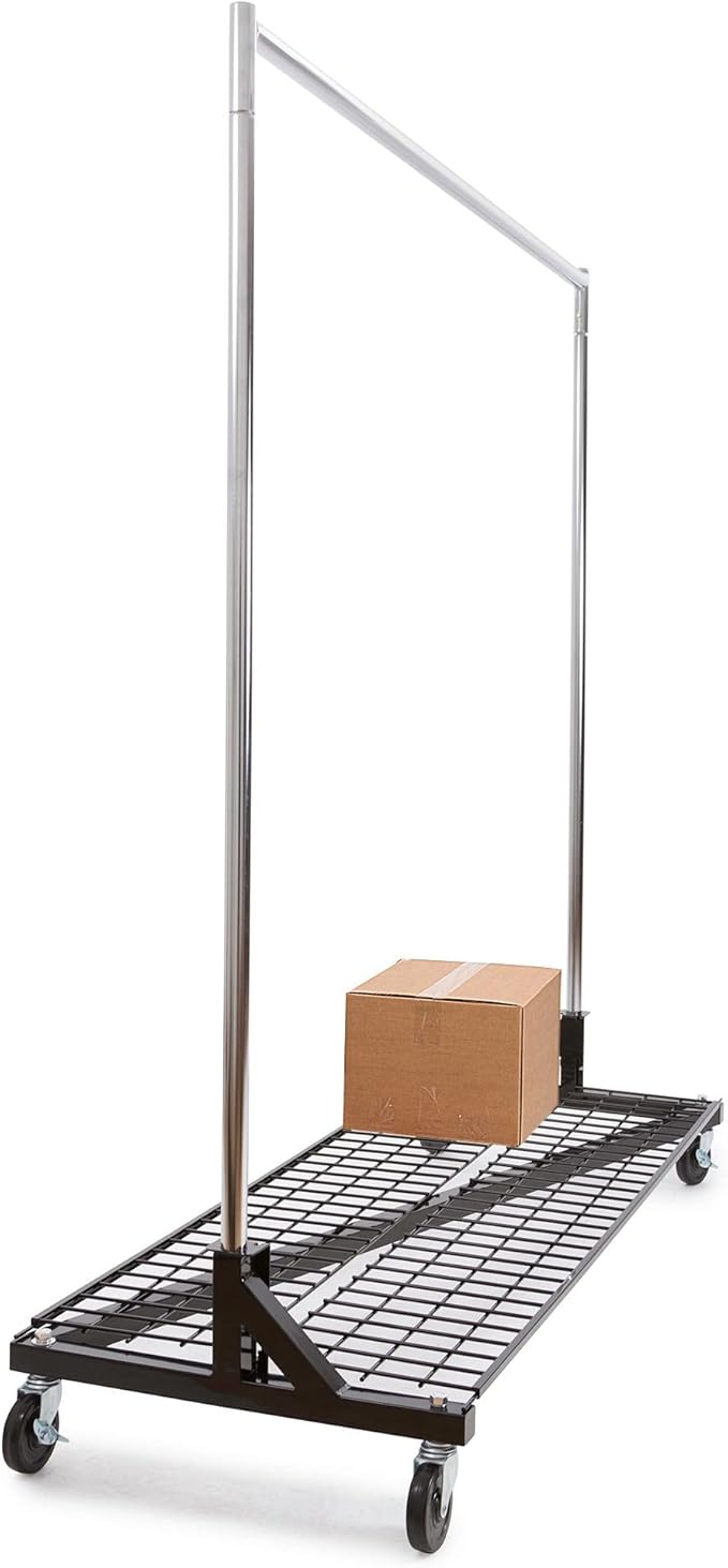 Econoco Commercial Garment Rack - Rolling Clothes Rack, Heavy Duty (Z Rack with Base Shelf, Black)