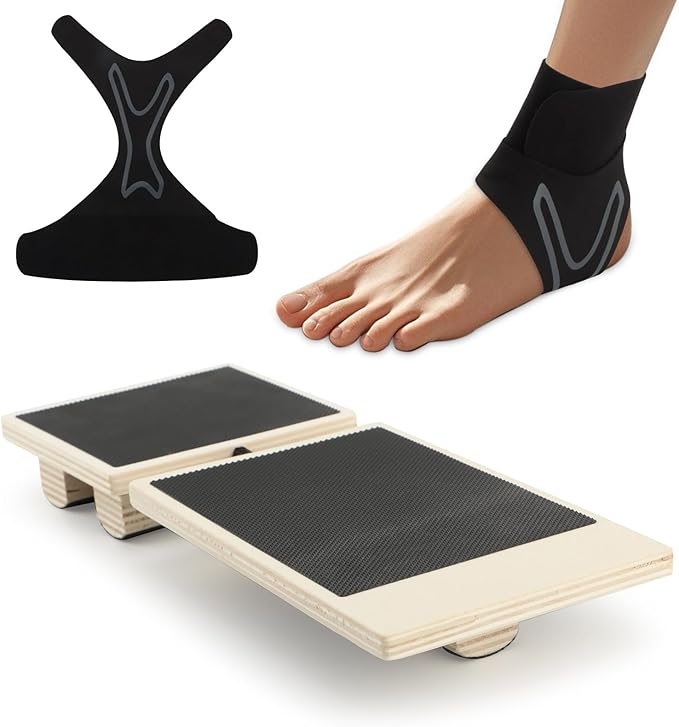 Ankle Balance Board Ankl e Foot Strengthener for Sprained,Single Leg Balance Board witth 2 Ankle Brace,Non-Slip Posture Corrector,Balance Training,Plantar Fasciitis Relief