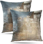 Grey and Beige Abstract Art Artwork Pillow Cover, Gallery Modern Decorative Throw Pillows Cushion Cover for Bedroom Sofa Living Room 16 x 16 Inch Set of 2