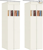 Zilink Long Garment Bags for Gowns 65" Dress Bags for Gowns with Clear Window Space Saving Dress Bags for Hanging Clothes for Long Dresses, Winter Coat, Trousers, Fur, Beige, 2-Pack