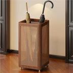 Wooden Umbrella Stand, Decorative Umbrella Basket, Umbrella Holder for Entryway, Vintage Minimalist Rectangular Hollow Umbrella Storage