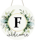 Monogram Letter F Wreaths for Front Door Wreath Wooden Welcome Sign for Front Door Decor Floral Family Last Name Initial House Warming Spring Summer Porch Rustic Wall Home Kitchen Boho Decorations