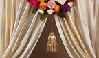 DÉCOPRO Elegant Hand-Crafted 4" (10cm) Key Tassel 3 1/2" (8.5cm) Loop Accented with Crown Tassels (Style# KTAX4) Watermelon Red Multicolor #LX06 (Pink Red Yellow Green White Gold) Set of 2