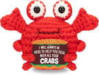 Positive Crochet Crab Animal Emotional Cheer Up Support Stuffed Animal Handmade Birthday Gifts for Christmas Thanksgiving Halloween White Elephant Gift for Women Coworker Friends