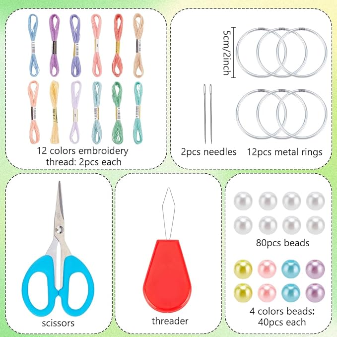 INFUNLY 12 Sets DIY Colorful Mini Dream Catcher Kit with Instruction Small Dream Catcher Kit for Starters Boho Handmade Dreamcatcher Making Set for Adults for Bag Pendant Wall Hanging Home Car Decor