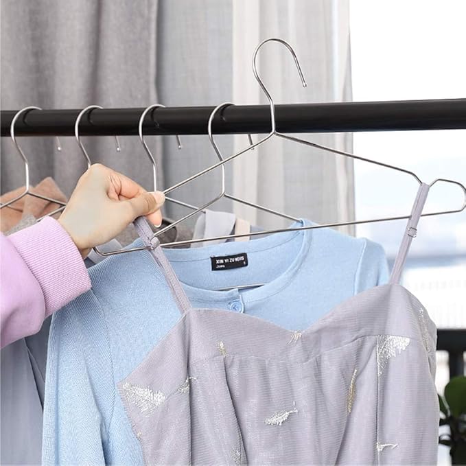 Seropy Clothes Hangers 50 Pack Coat Hangers Wire Hanger Bulk Metal Hanger Non Slip Heavy Duty Clothing Hangars Space Saving Thin Hangars Stainless Steel Hangar for Clothes, 16.5 Inch