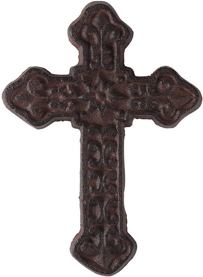 BRASSTAR Cast Iron Wall Cross Decoration Rustic Antique Metal Cross Farmhouse Home Wall Hanging Decorations TQZDPT21