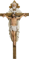 Grace4Joy Holy Trinity Wall Cross, 12.5 Inches Holy Trinity Crucifix Catholic Home Decor, Hand Painted Holy Spirit Jesus Cross for Wall Religious Housewarming Gifts