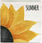 IYEZH Sunflower Kitchen Decor, Summer Decorations for Home Wooden Box Sign Rustic Farmhouse Wood Box Sign Home Desk Tabletop Shelf Decor