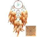 Urdeoms Big Brown Dream Catcher Wall Decor for Girls Women Boho Dream Catchers for Bedroom Adult Boys Teen Room Decor with Turquoise Hanging Ornament and Feathers Blessing Gifts(NO.31)