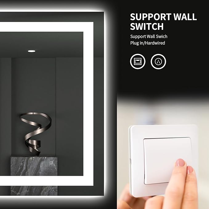 LOAAO 24"X30" LED Bathroom Mirror with Lights, Anti-Fog, Dimmable, Backlit + Front Lit, Lighted Bathroom Vanity Mirror for Wall, Memory Function, Tempered Glass, ETL Listed