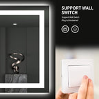LOAAO 24"X30" LED Bathroom Mirror with Lights, Anti-Fog, Dimmable, Backlit + Front Lit, Lighted Bathroom Vanity Mirror for Wall, Memory Function, Tempered Glass, ETL Listed