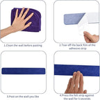 Vuzvuv 8 pcs Bulletin Board Bar Strips with 50 Pushpins & 10 Wooden Clip pins，Self Adhesive Cork Board for Wall，Felt Pin Board for School，Office Decor(Blue)