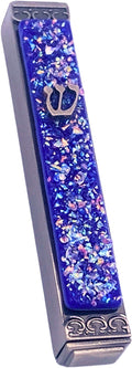 Sparkling Art Glass Mezuzah - Easy Mount Indoor or Outdoor - Weatherproof Metal Case - Gift Box and Non-Kosher Scroll Included - Hand Made in USA - Guaranteed for Life! (Deep Cobalt)