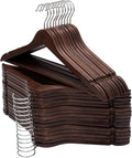 ELONG HOME Solid Wooden Hangers 30 Pack, Wood Suit Hangers with Extra Smooth Finish, Precisely Cut Notches & Chrome Swivel Hook, Wooden Clothes Hangers for Shirt Coat Jacket Dress