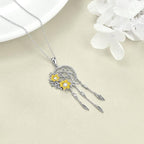 Dream Catcher Pendant Necklace 925 Sterling Silver Synthetic Moonstone Crystal Sunflower Rose Flower Evil Eye Dreamcatcher Cremation Jewelry Gifts for Women Wife Mom