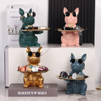 Modern Decor Resin Bulldog Tray Statue Tray Storage Key Holder Candy Jewelry Earrings Tray Suitable for Home Decor Modern Art Dining Table Decor Office Small Object Tray (Green)