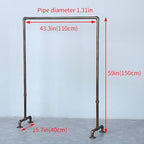 Industrial Pipe Clothing Rack 59in,Clothes Racks for Hanging Clothes,Heavy Duty Garment Display Rack