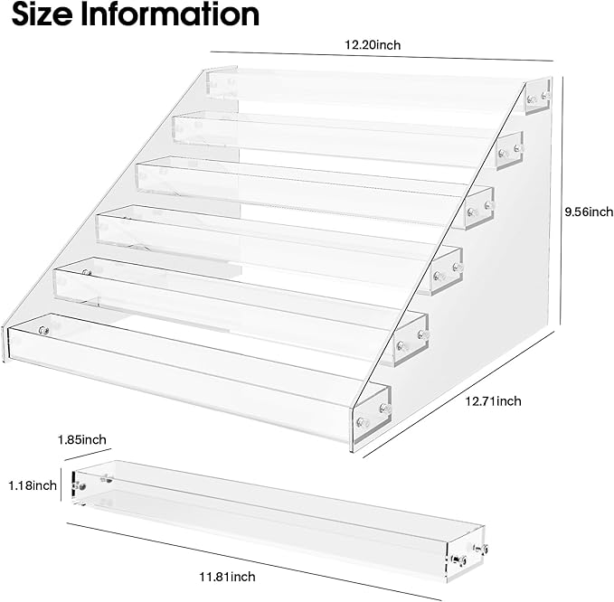 Acrylic Display Shelf,Risers Display Stands,Perfume Organizer,Cupcake Stand,Tiered Display Stand,Sticker Display,Card Stands For Display,Card Display Stand,Figure Display，Spice Rack(6 Tier)
