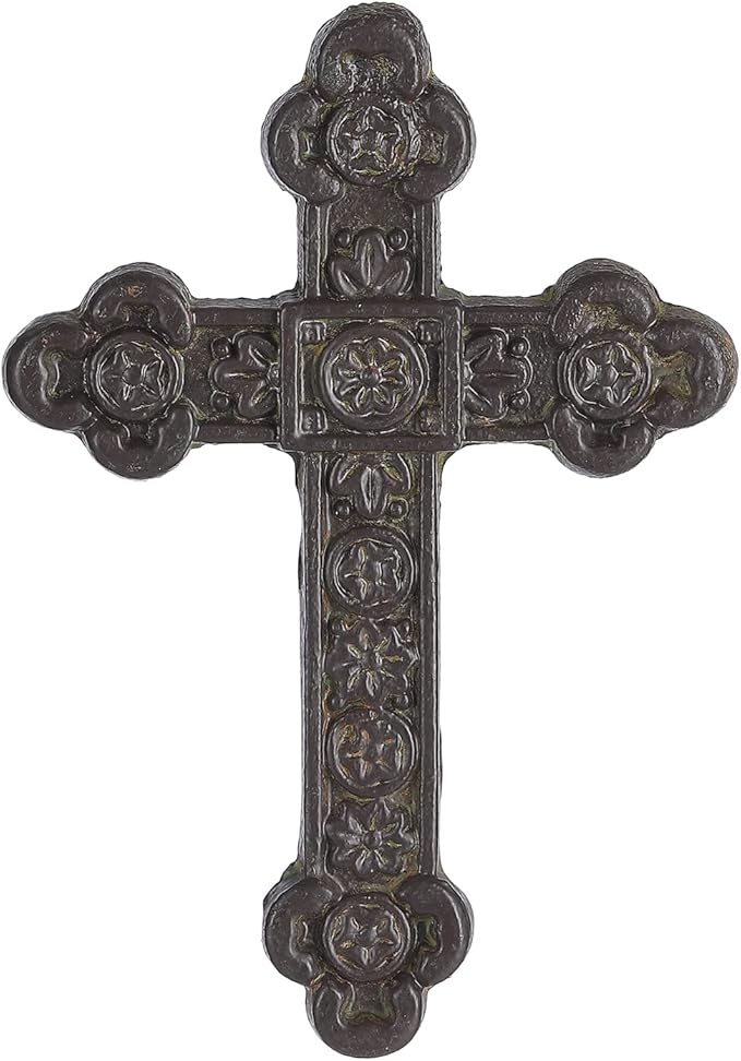 Retrome 8.5" H Cast Iron Wall Cross Home Decor, Green……