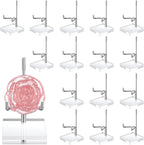 16 PCS Adjustable Metal Arms Display Stand, 2 X 2 X 3.5 Inch Small Rock Display Stand with Acrylic Base Small Displays Easel Holder Crystal Displays Stands for Picture Coral Geodes Mineral Agate